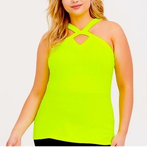 Torrid plus size 4 neon yellow keyhole foxy tank